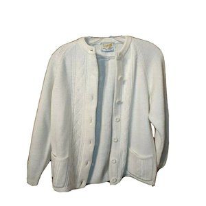 Vintage Acrylic Sweater White Zado Buttons Size S/M